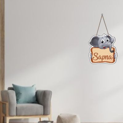 Elephant Cute Animal Wooden Wall Hanging Customized With Name Kids Room, Living Room, Home Decor Birthday Gift For Kids